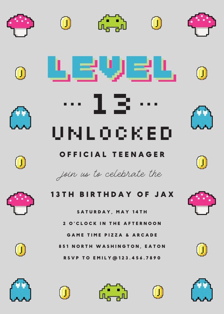You win 13 - birthday invitation