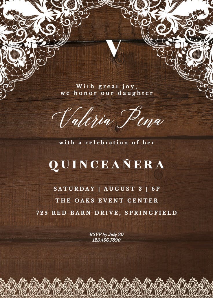 A little lace - quinceañera invitation