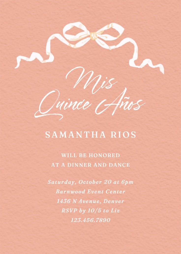 Black ribbons -  invitación de quinceañera