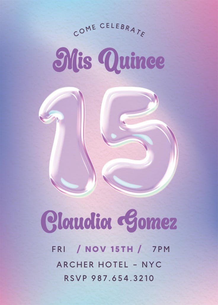 Blowing bubbles - invitación de quinceañera