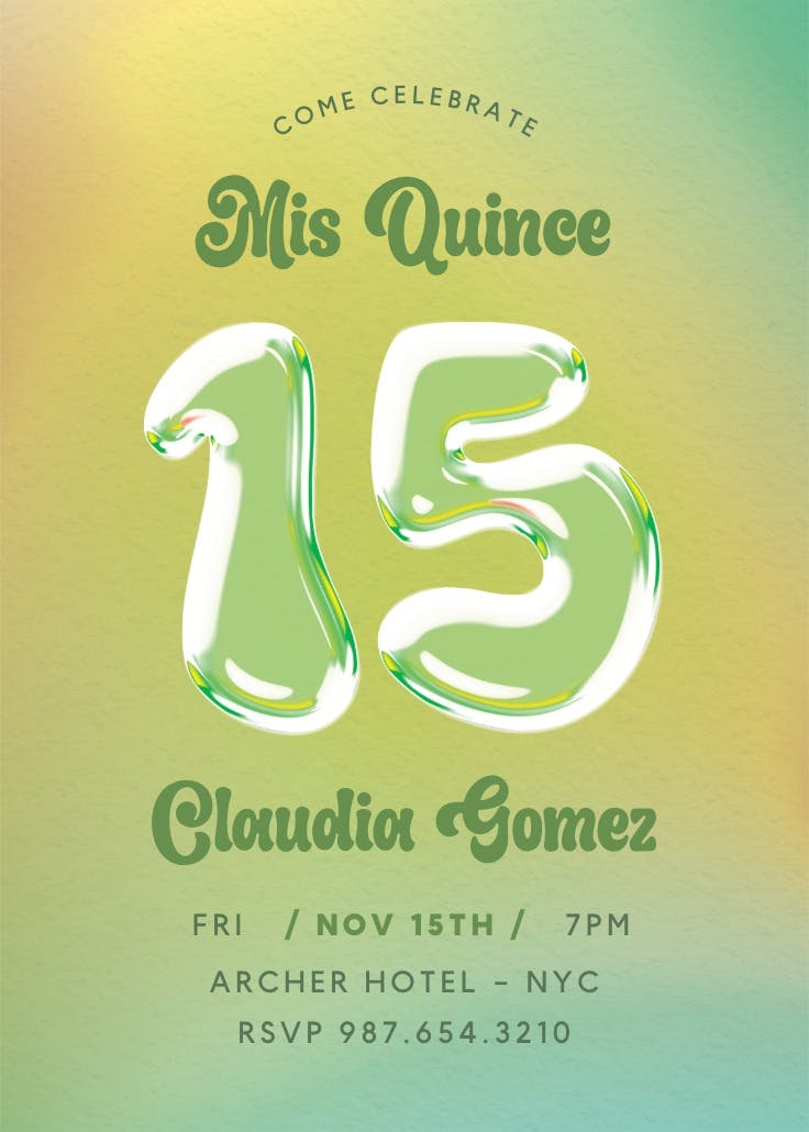 Blowing bubbles - invitación de quinceañera