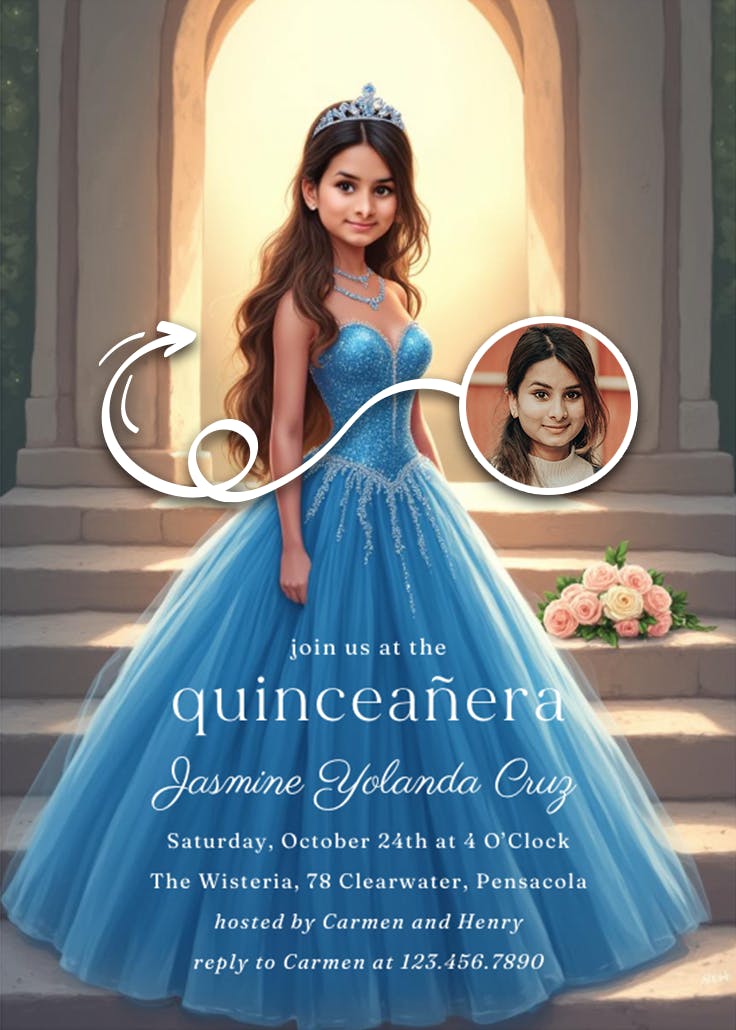 Blue quince dress - invitation