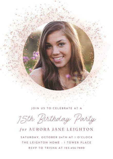Blush gold spots photoframe - birthday invitation