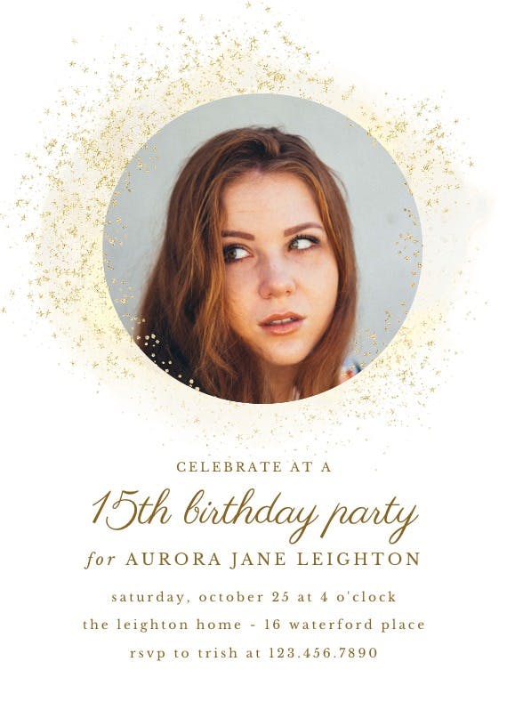 Blush gold spots photoframe -  invitación de cumpleaños