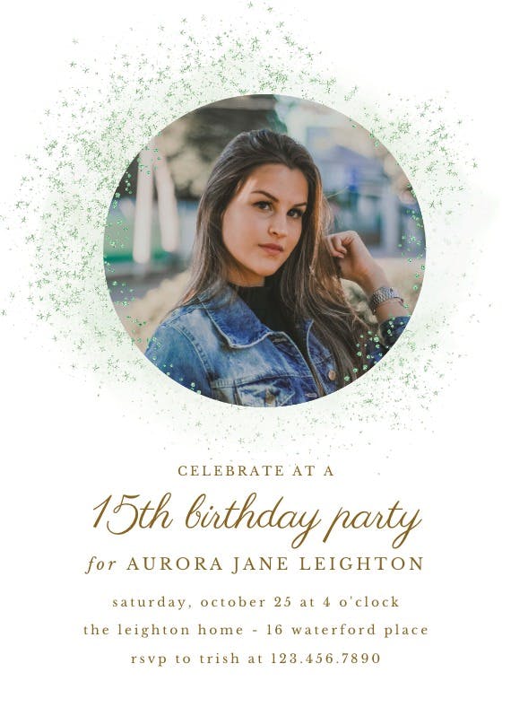 Blush gold spots photoframe - birthday invitation