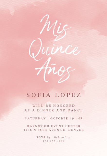 Blush strokes - Quinceañera Invitation