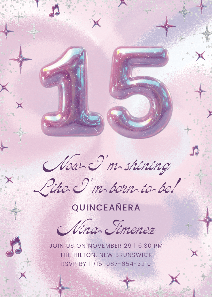 Born to shine 15 - invitación de cumpleaños