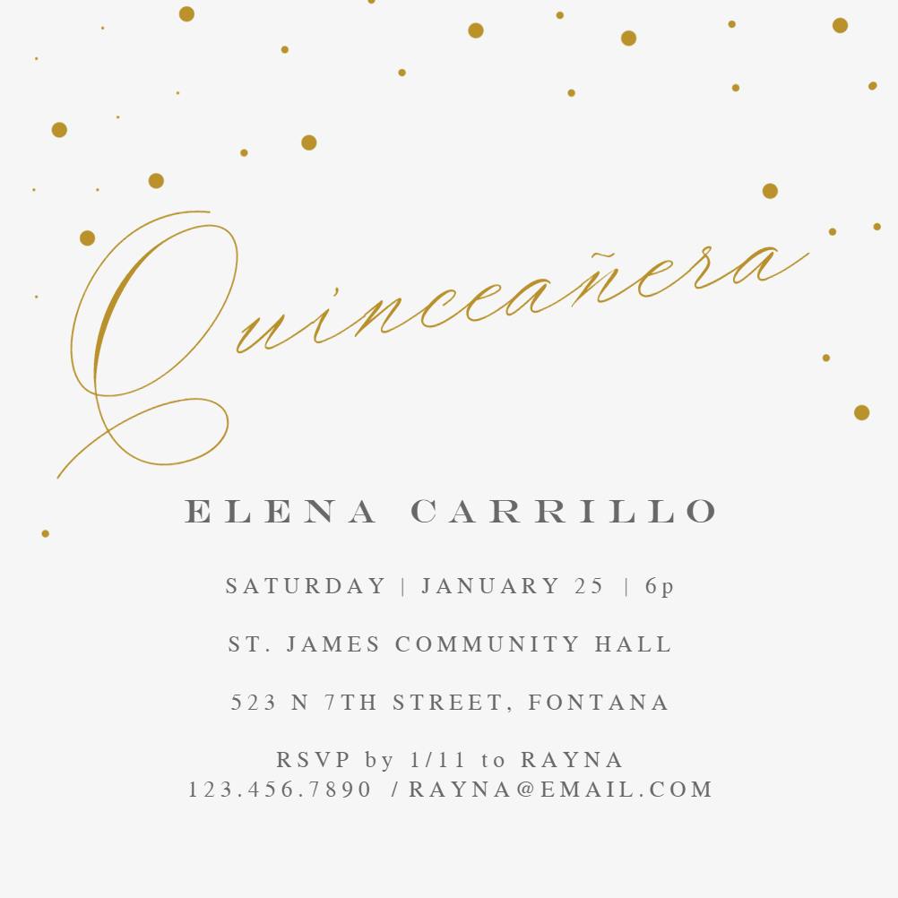Designer dots - quinceañera invitation
