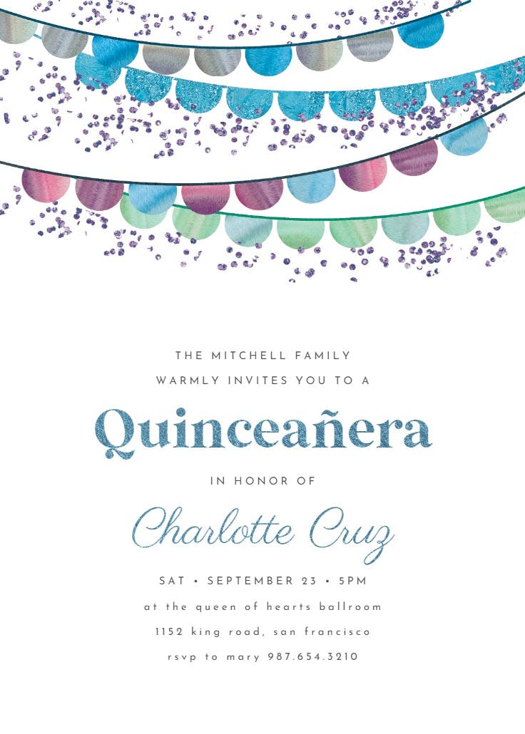 Fiesta flags - quinceañera invitation