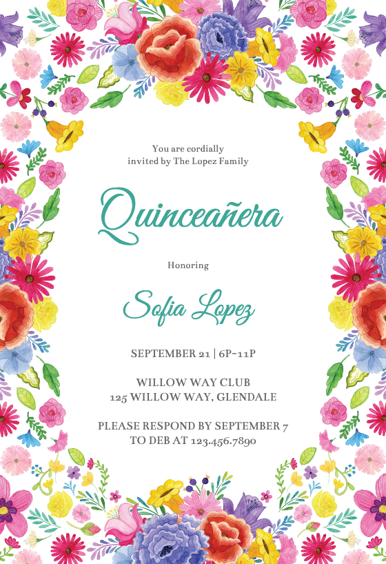 Stenciled Lace - Quinceañera Invitation Template (Free) | Greetings Island