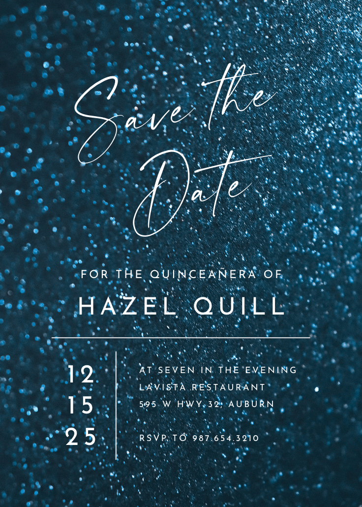 Glitter & glam - quinceañera invitation