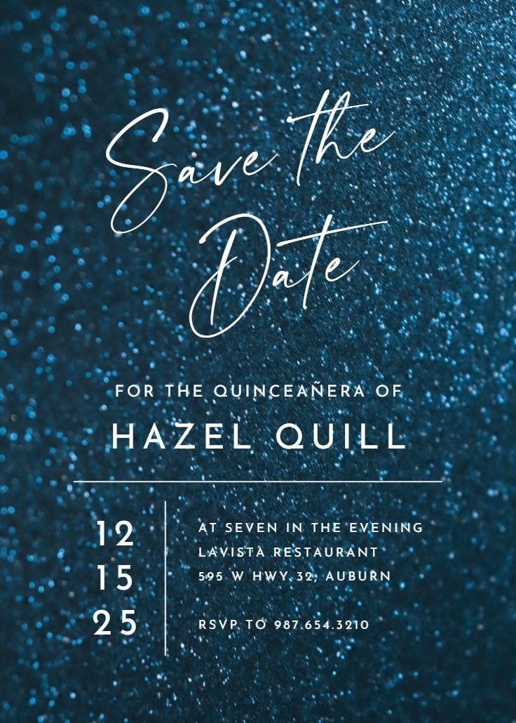 Glitter & glam - invitación de quinceañera
