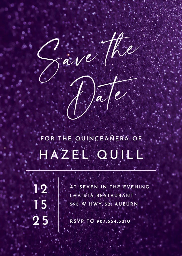Glitter & glam - quinceañera invitation