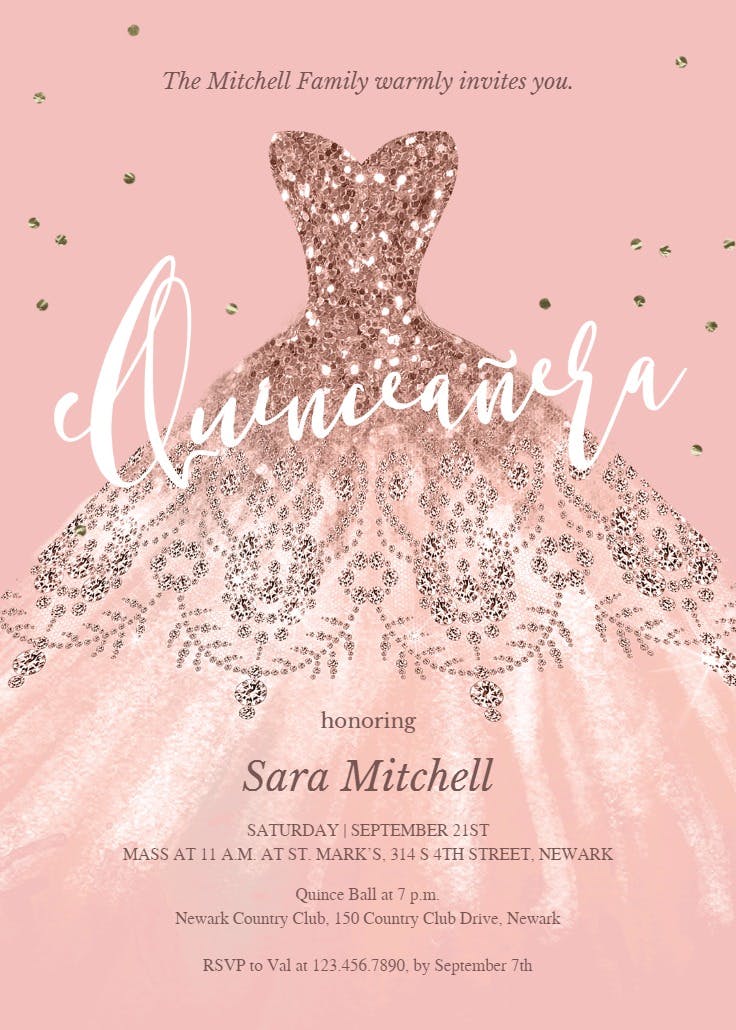 Glitter dream dress - quinceañera invitation