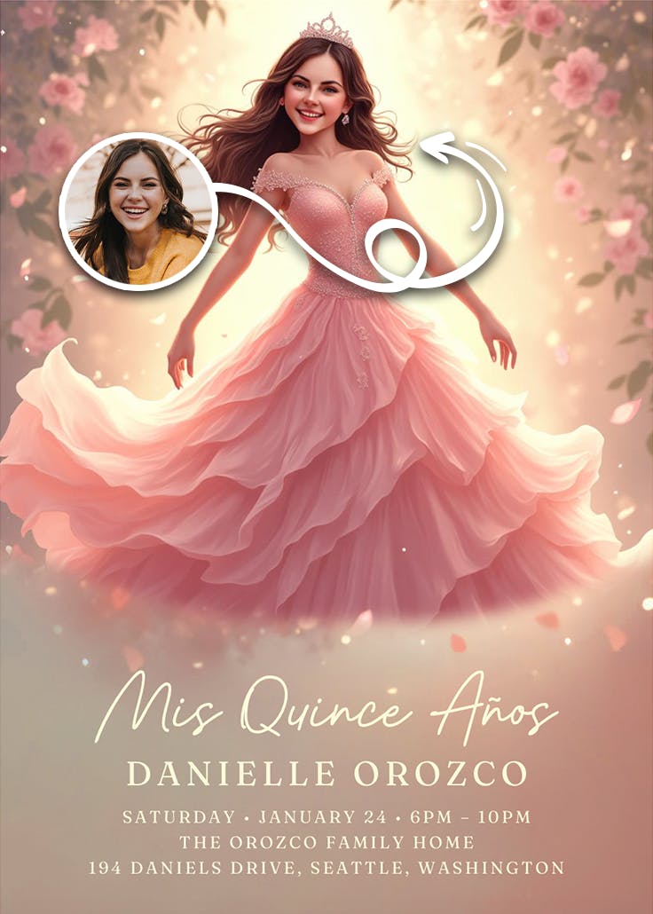 La bella quinceañera - invitation