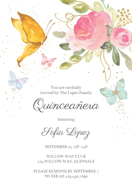 Magical Butterflies Quinceanera Invitation Template Free