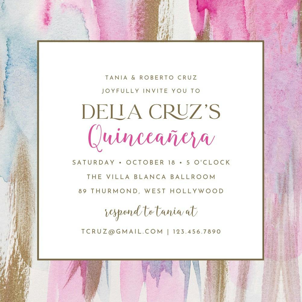 Painterly pink gold - birthday invitation