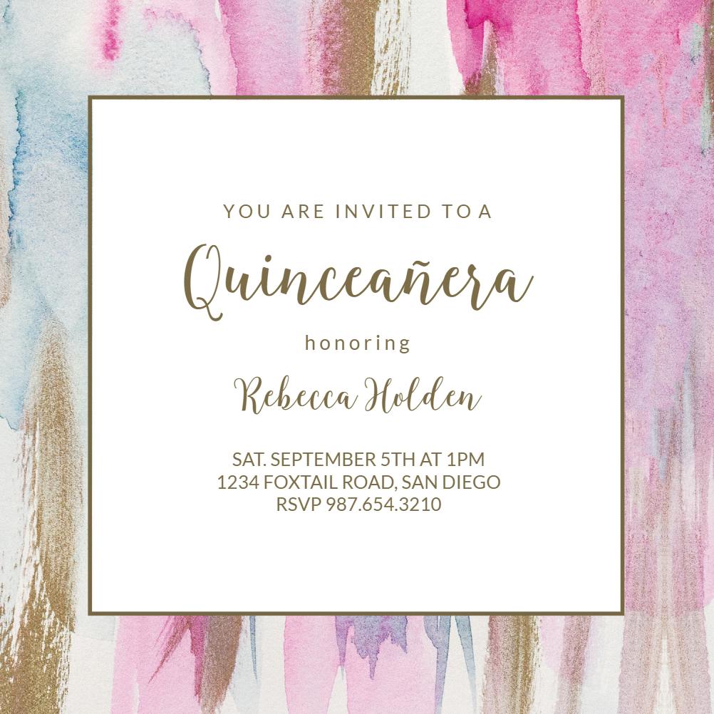 Painterly pink gold - quinceañera invitation