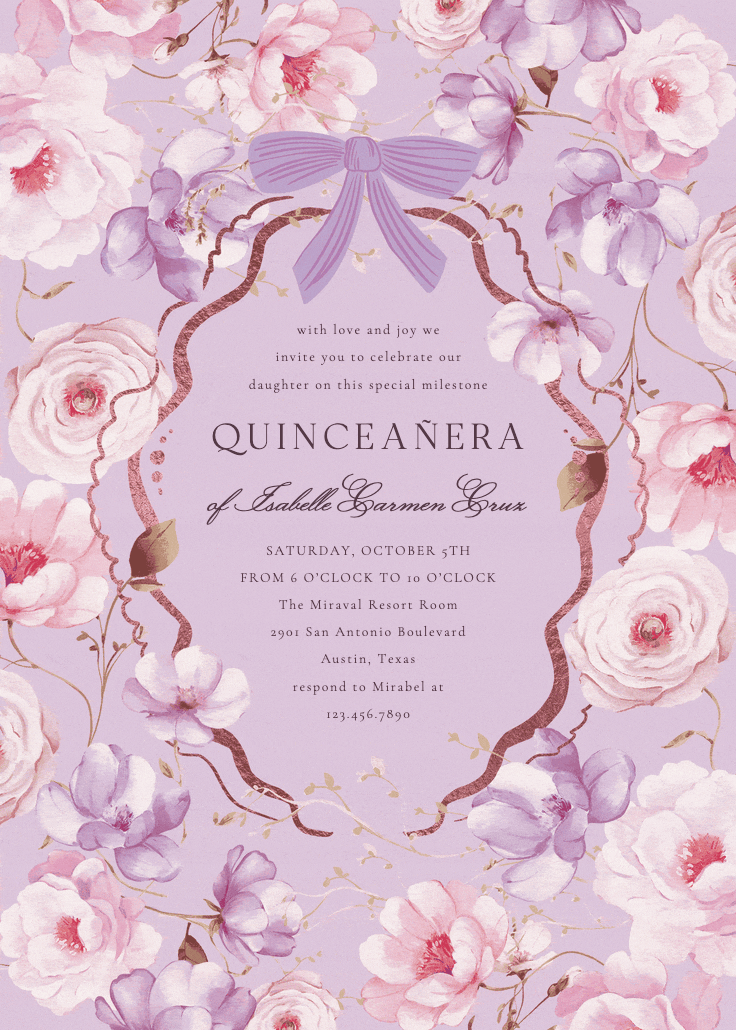 Peachy blooms - invitación de cumpleaños