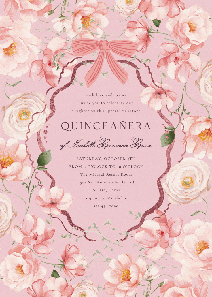 Peachy blooms - invitación de cumpleaños