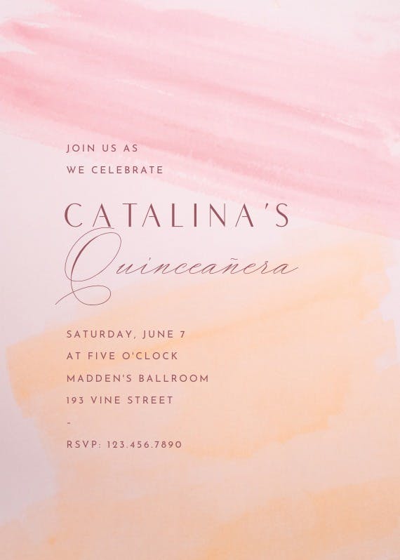 Pink brush blush - birthday invitation