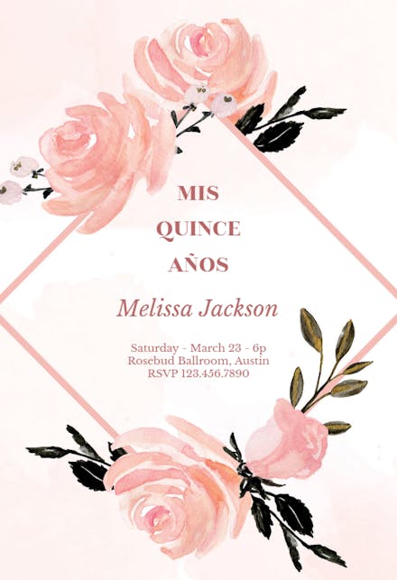 Floral Touch - Quinceañera Invitation Template (free ...