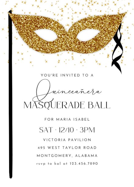 Quinceañera gold glitter - quinceañera invitation