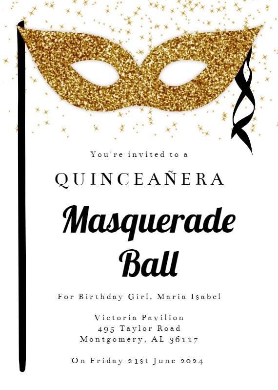 Quinceañera gold glitter - quinceañera invitation