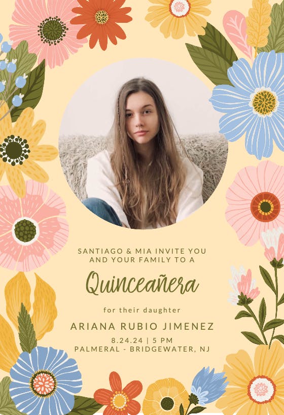 Quinceañera blooms photo - quinceañera invitation