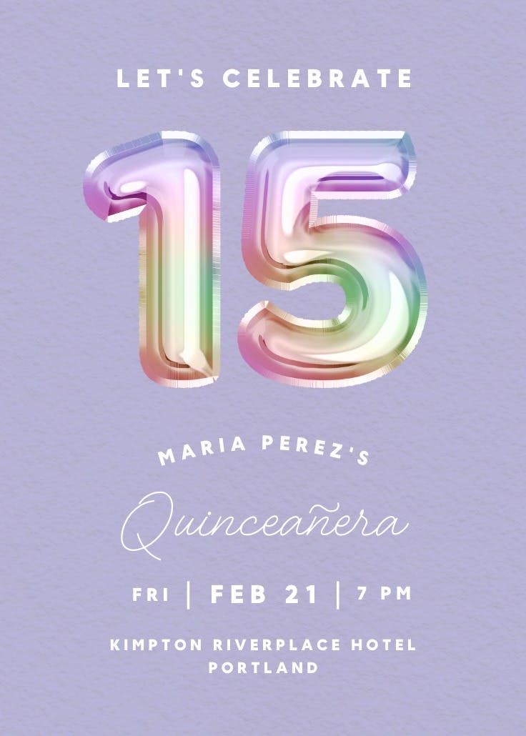 Rainbow foil - invitación de quinceañera