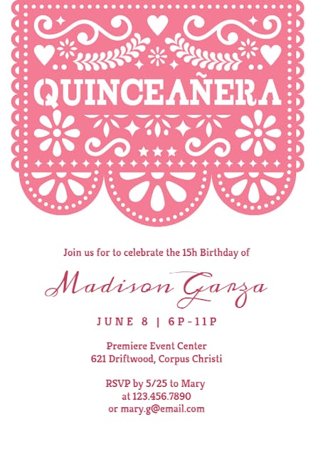 Stenciled Lace - Quinceañera Invitation