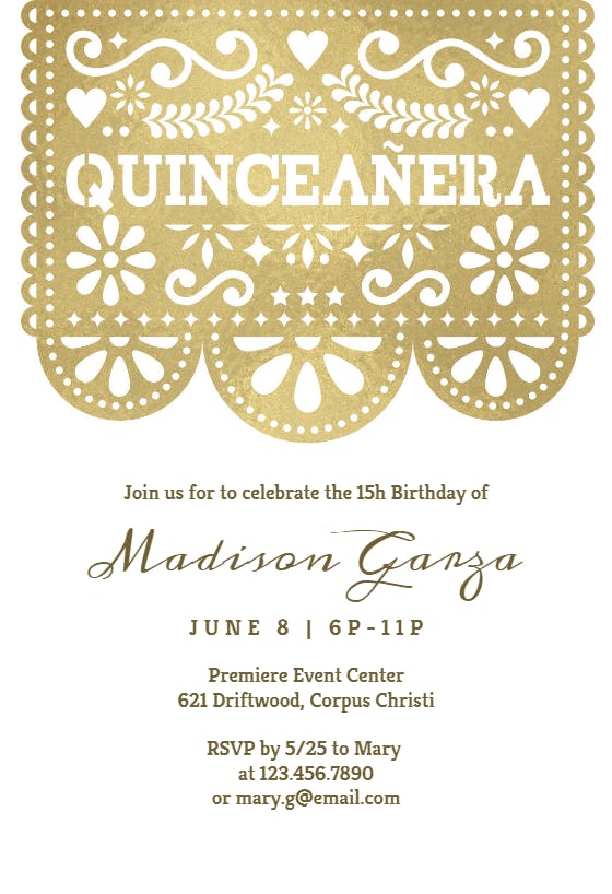 Stenciled lace - quinceañera invitation