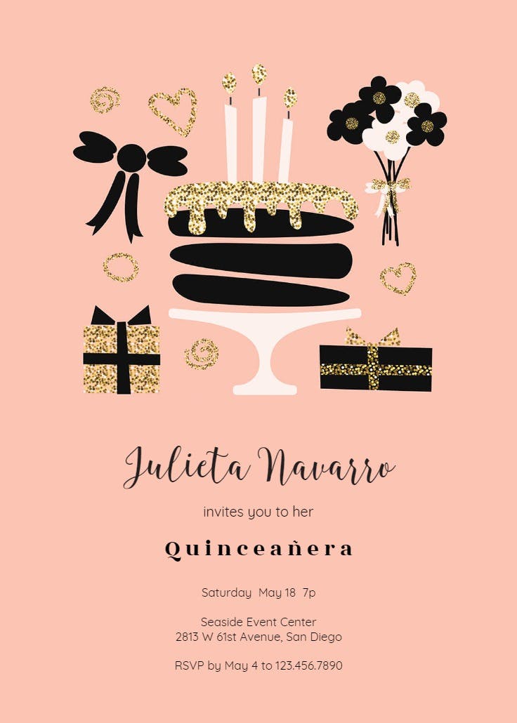 Sweet celebration - invitación de quinceañera