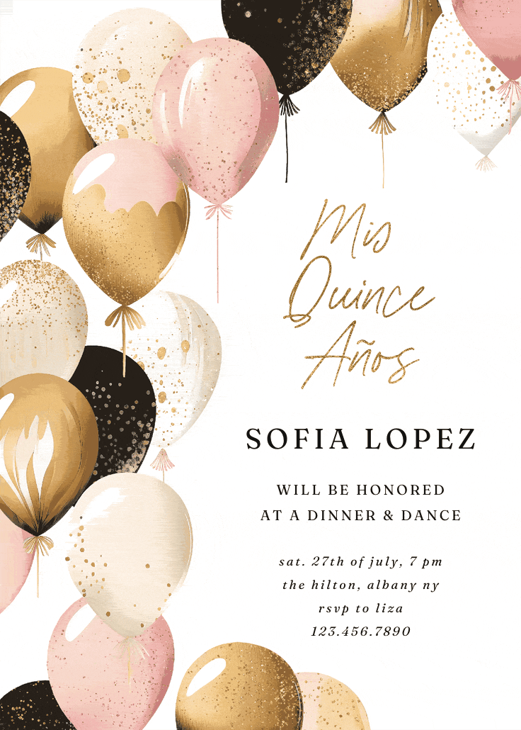 Up, up, and away - quinceañera invitation