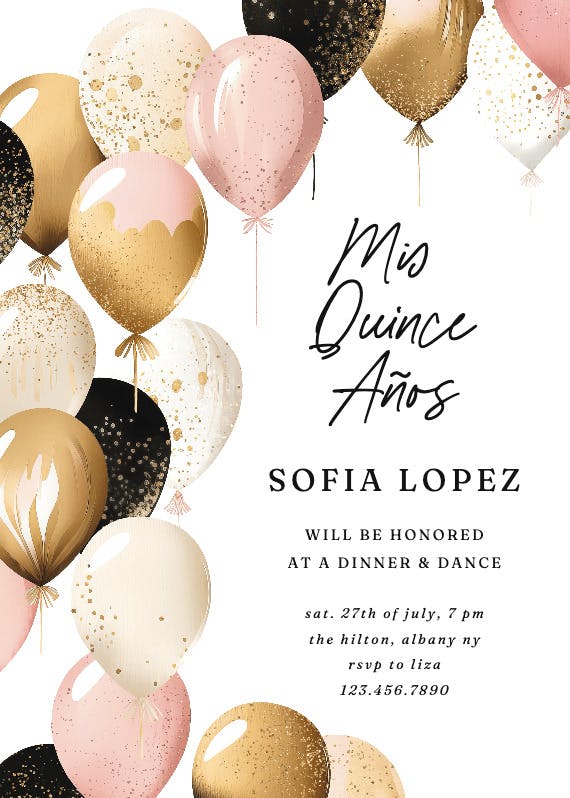 Up, up, and away - quinceañera invitation