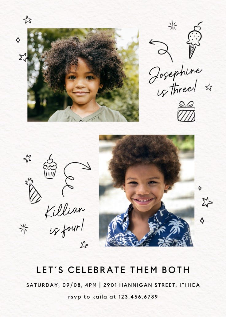 2x the fun - invitación de cumpleaños