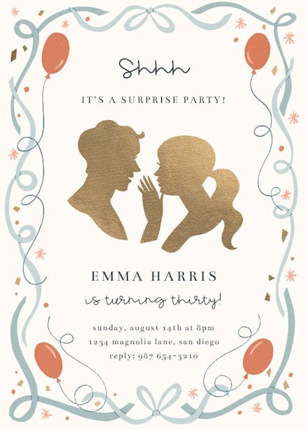 A golden surprise (by meghann rader) - birthday invitation