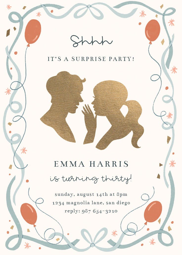 A golden surprise - birthday invitation