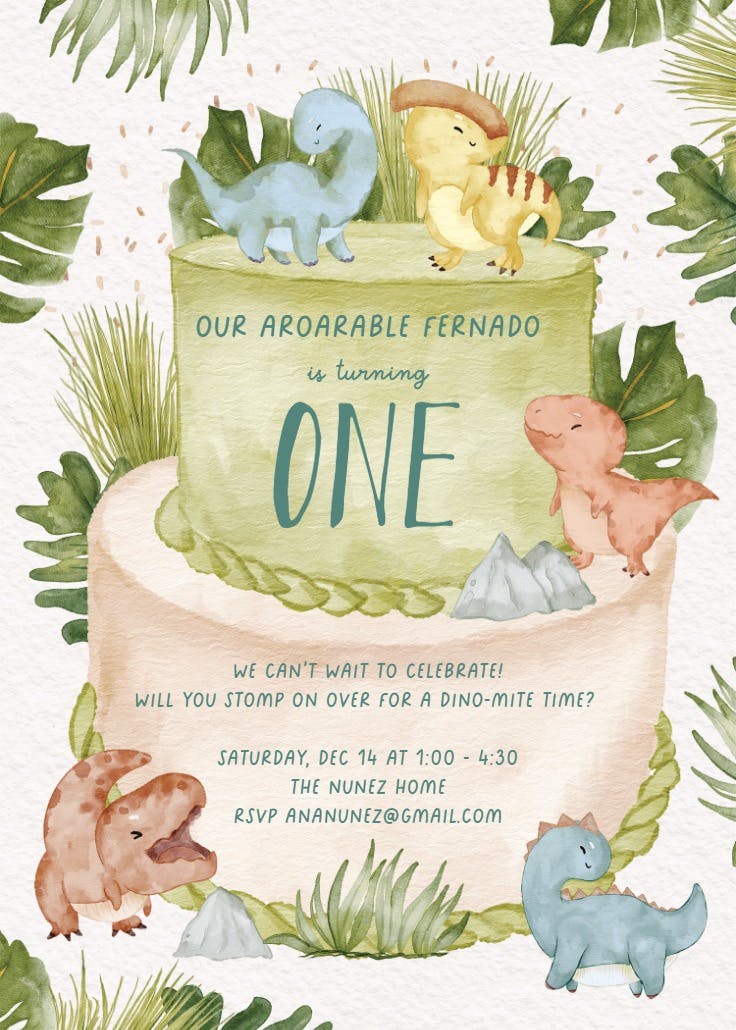 A-roar-able dinos -  invitación de cumpleaños