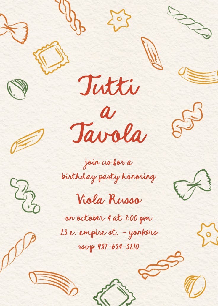 A tavola - invitación de cumpleaños