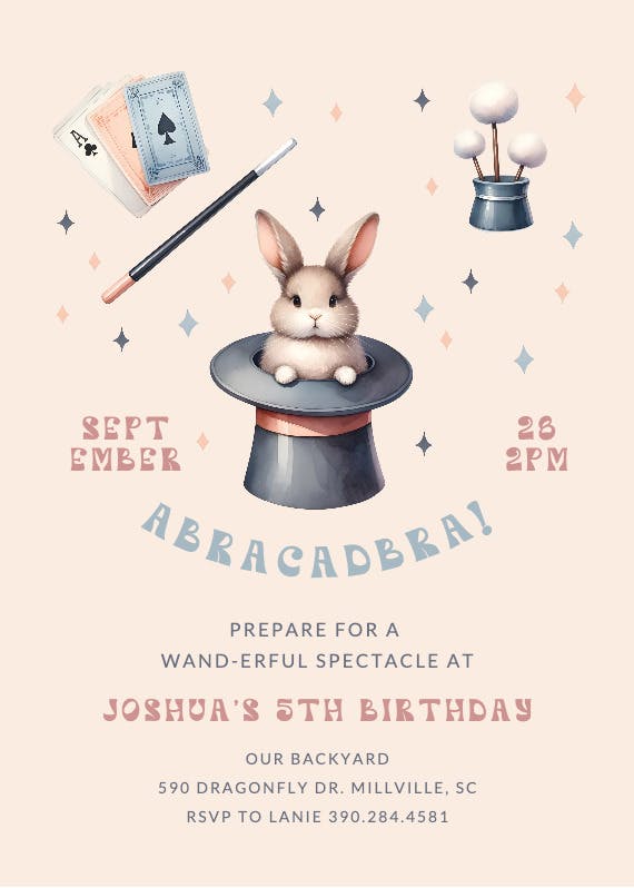 Abracadabra -  invitación de cumpleaños