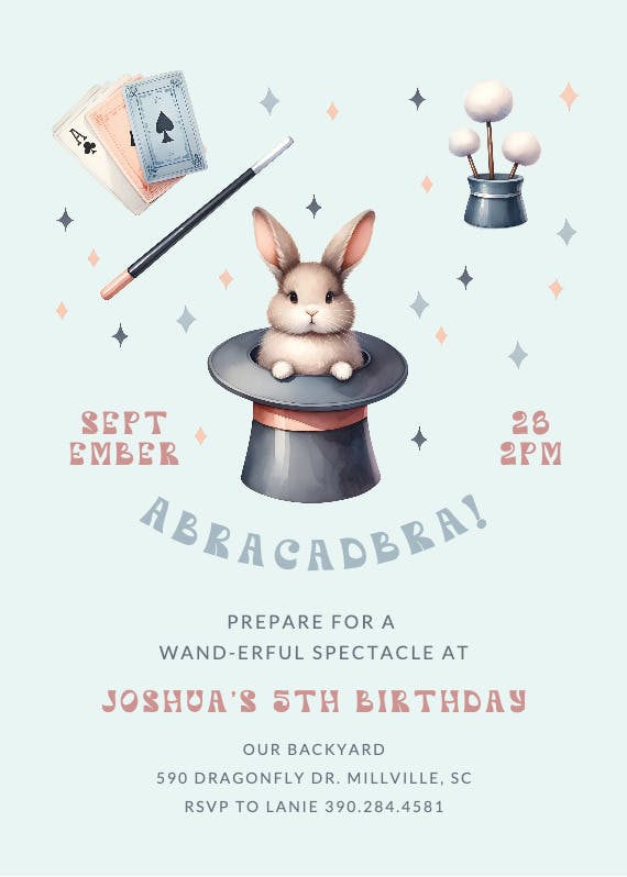 Abracadabra -  invitación de cumpleaños