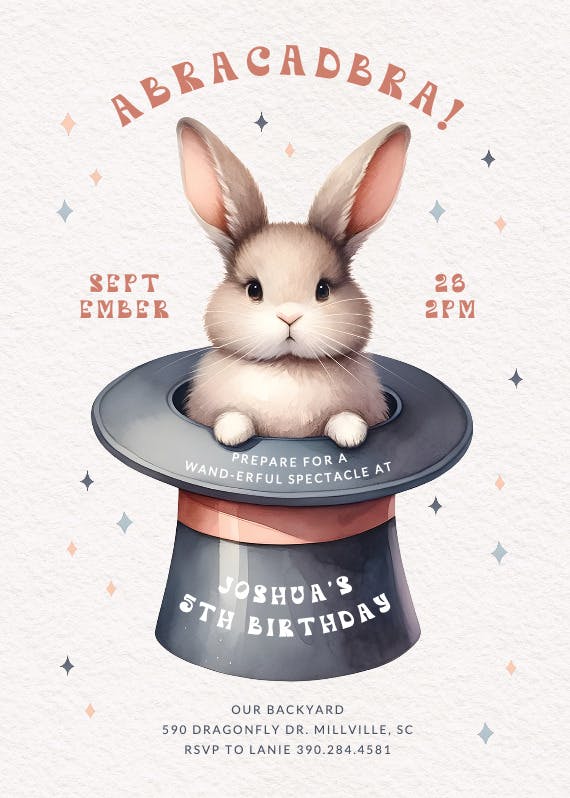Abracadabra rabbit - party invitation
