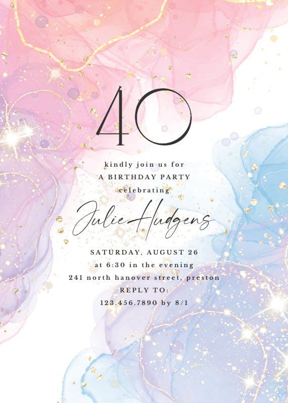 Abstract splatters -  invitación de cumpleaños
