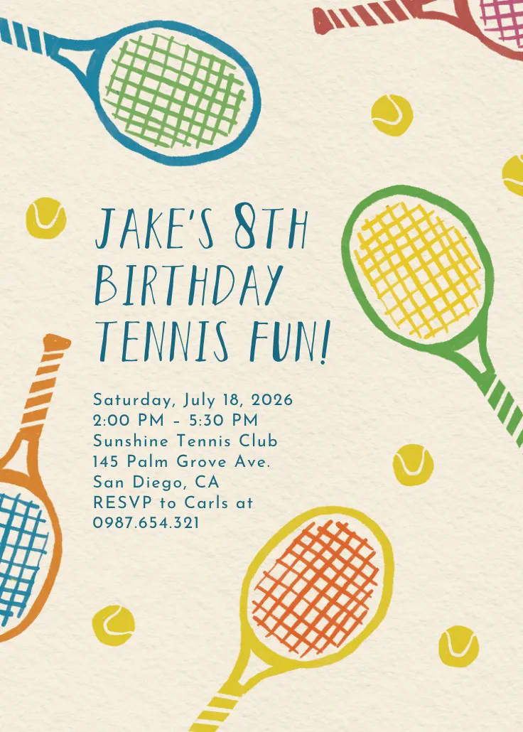 Tennis fun - আমন্ত্রণপত্র