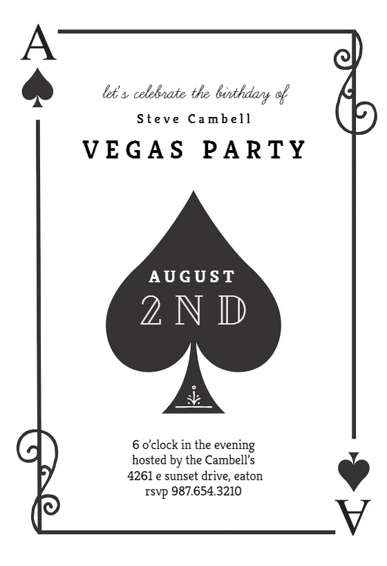 Ace of spades -  invitación de fiesta