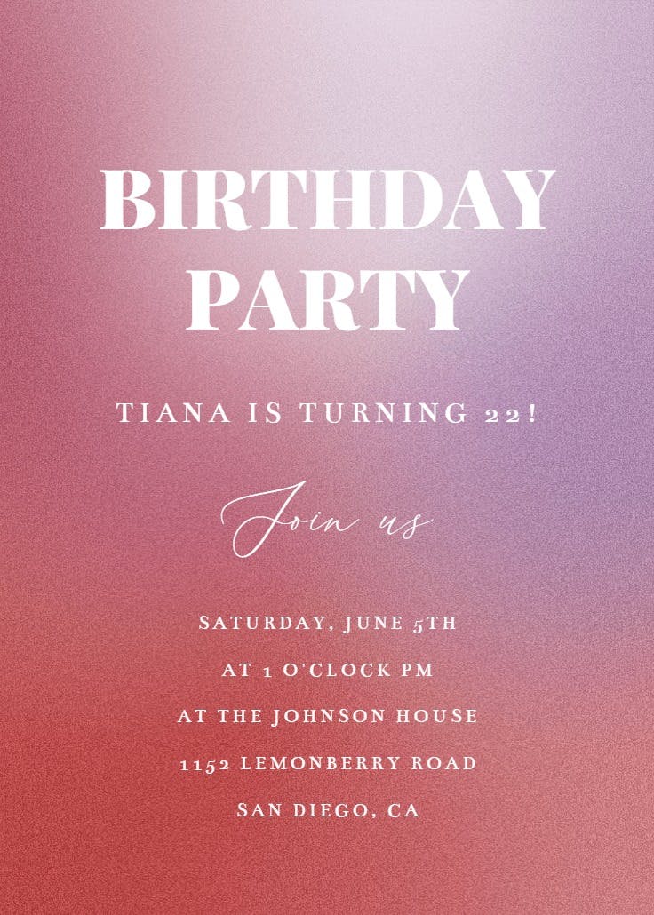 Aesthetic gradient - party invitation