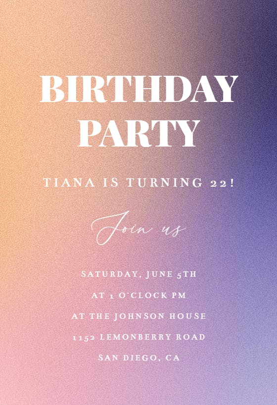 Aesthetic gradient - printable party invitation