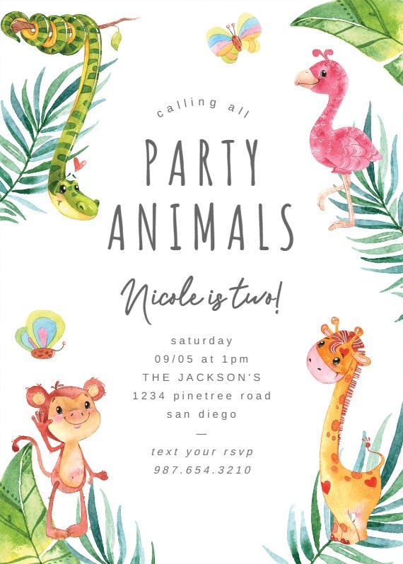 African jungle - party invitation