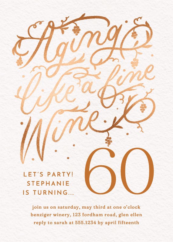 Aging well - birthday invitation